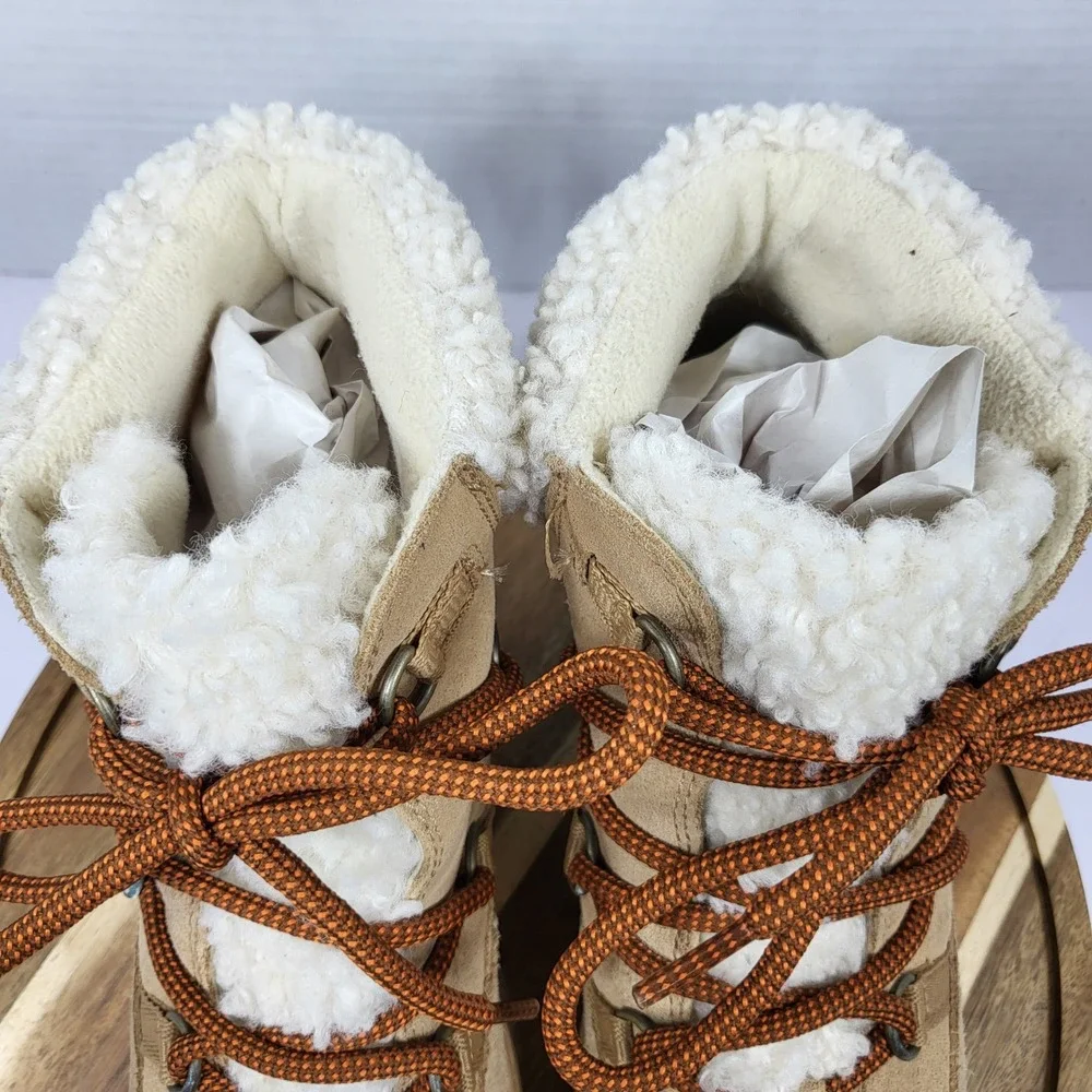 SOREL Women's Evie Cozy Lace Bootie Waterproof Tawny Buff‎ Wedge Size 7